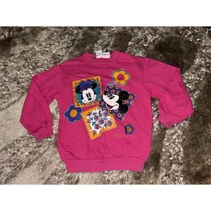 Vintage‎ Disney Girls Sweatshirt Minnie & Mickey Patchwork Girls Size S